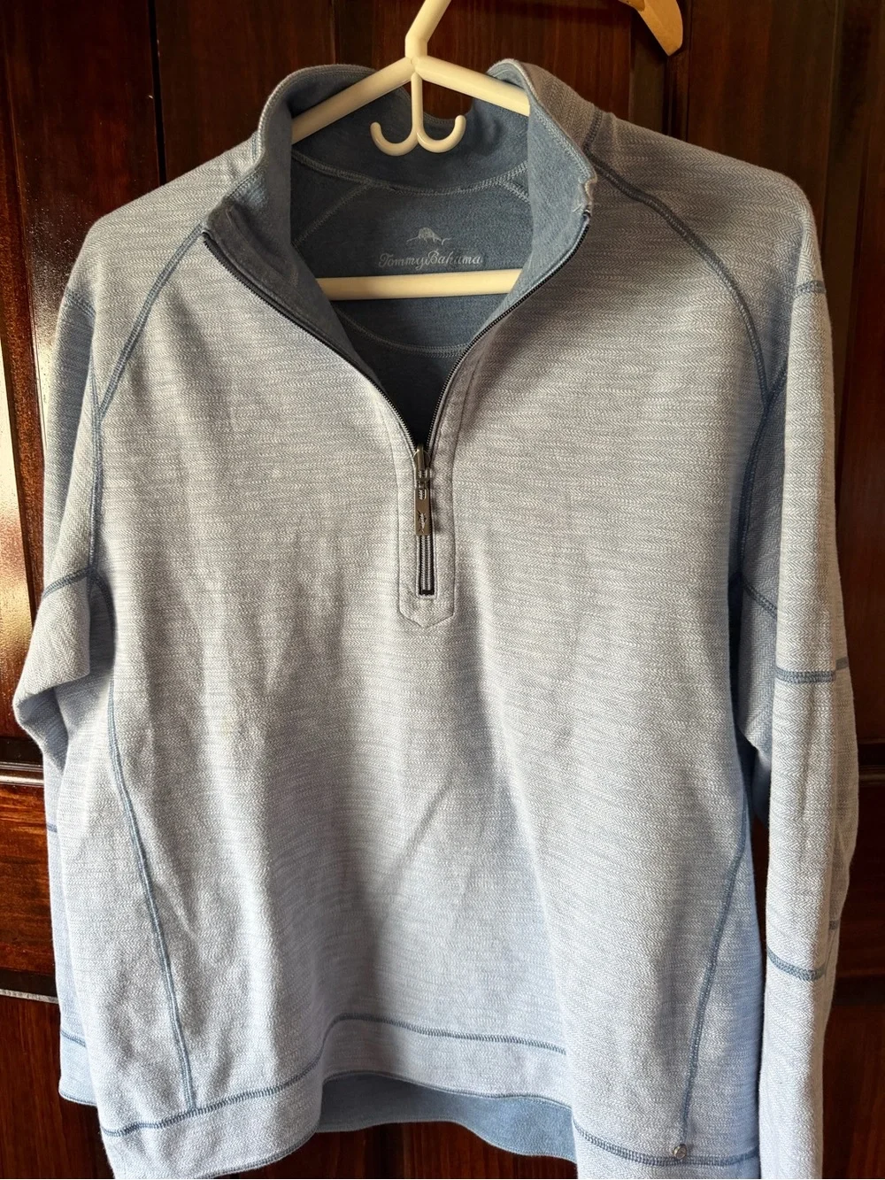 Tommy Bahama reversible Men's Light Blue Quarter-Zip Sweater